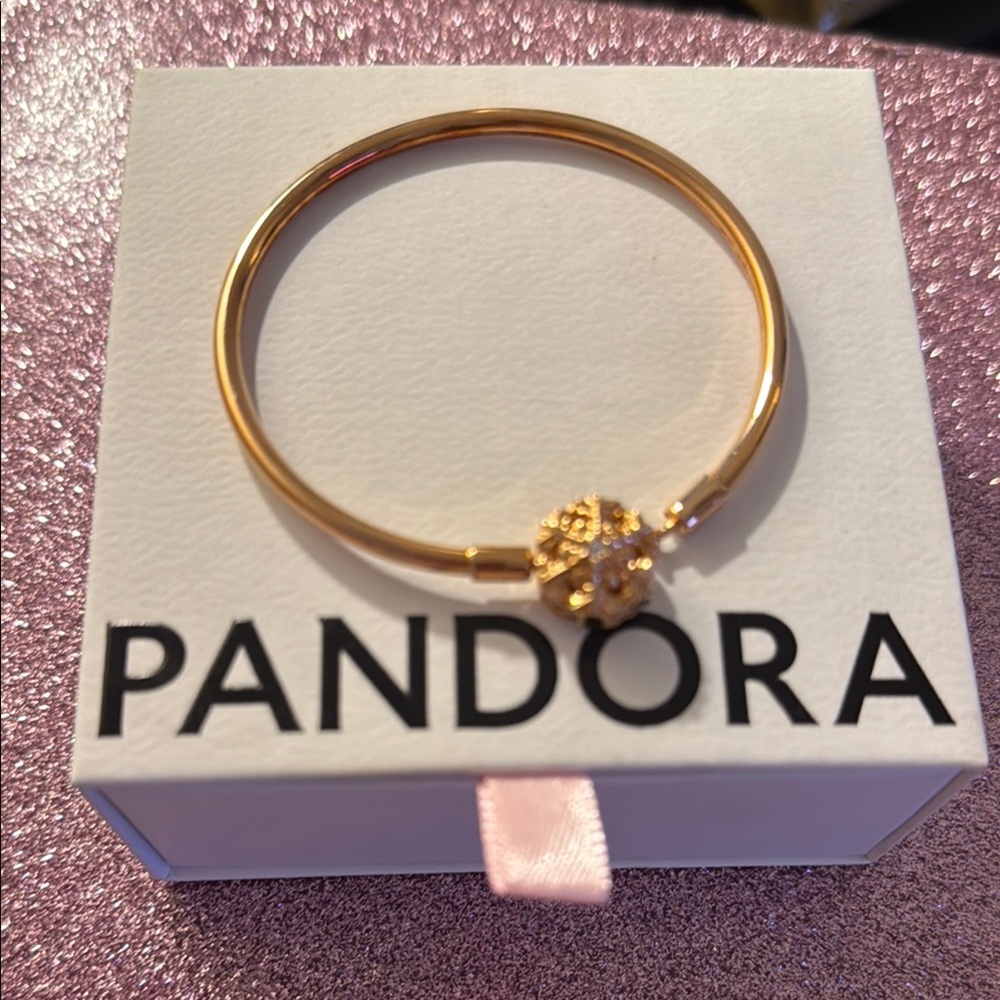 Pandora Rose Gold Snowflake Bangle Bracelet